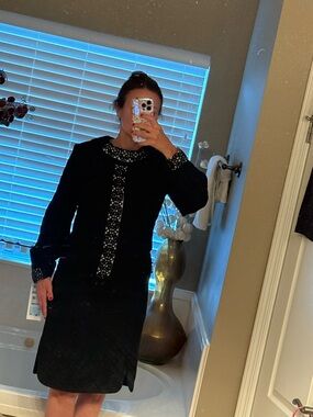 Vintage Alfred Werber Black Lace Mod Shift Dress Medium